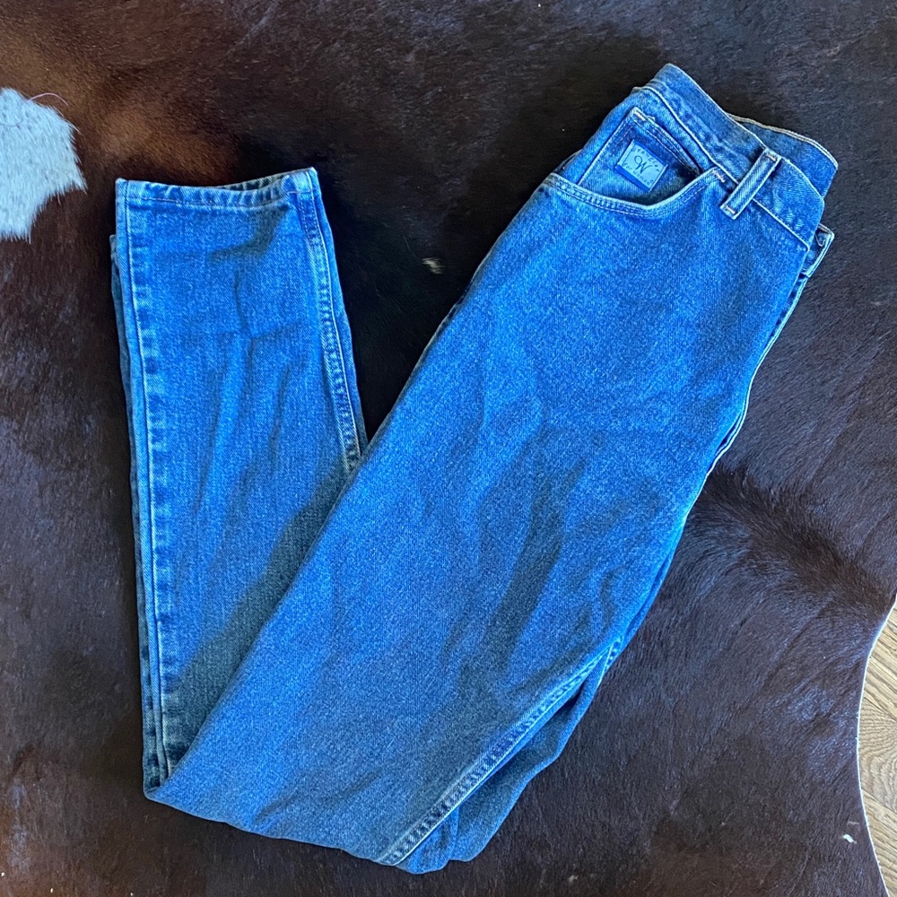 Vintage Wrangler High Waisted Straight Leg Blue Denim Jeans size 8x34